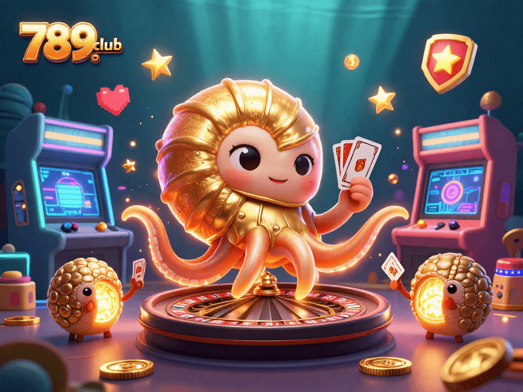 Immerse yourself in 789club's vibrant gaming world, featuring a glowing nautilus and dynamic casino elements.