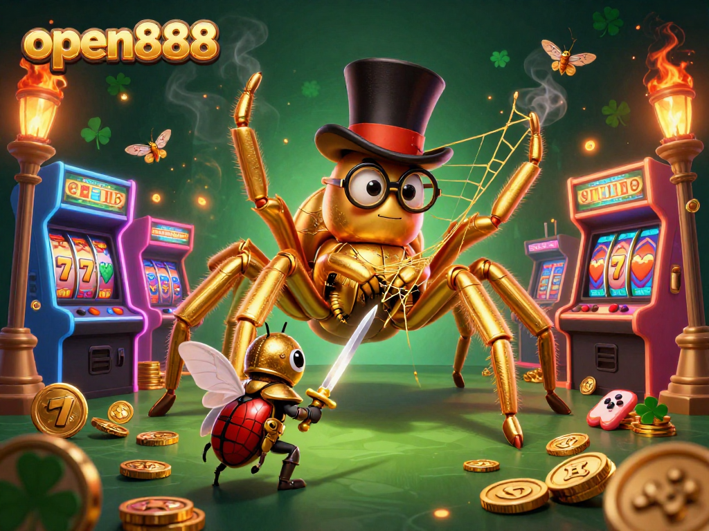 Join the adventure with open888 as a golden tarantula weaves riches between arcade treasures.