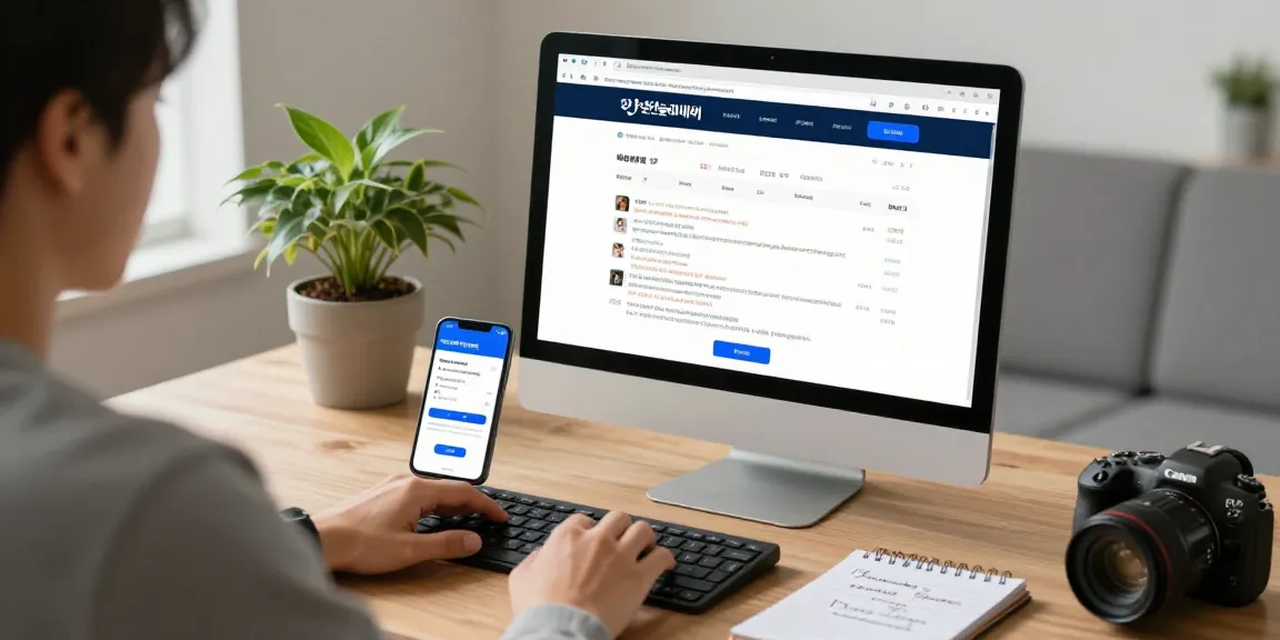 Person using 먹튀검증 site in a cozy home office
