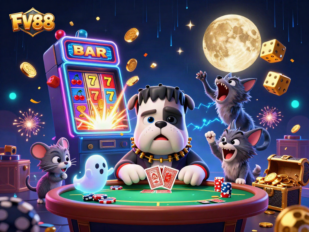 FV88 showcases a lively poker game with dynamic characters, highlighting exciting card action.