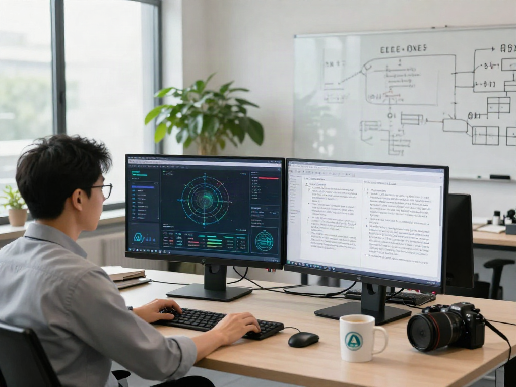 Dynamic AI detection technology analysis in a modern office.