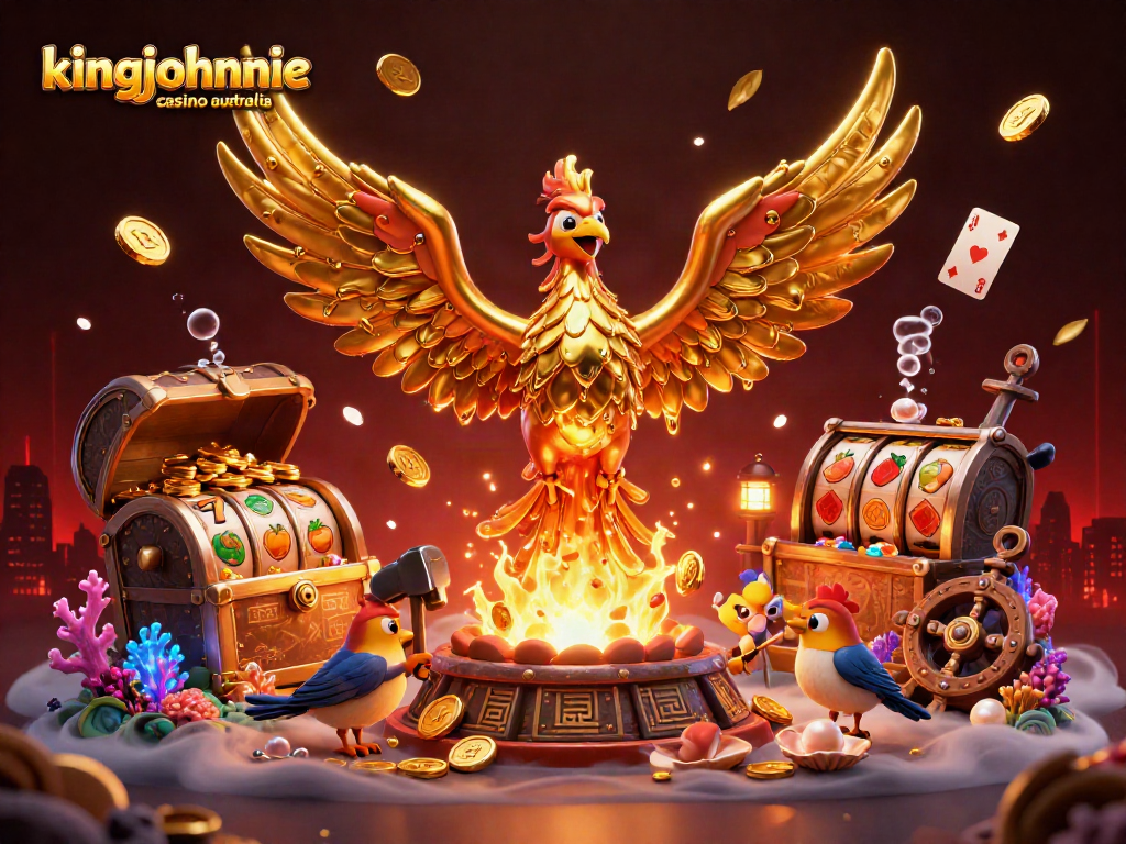 Experience kingjohnnie casino australia's vibrant gaming world with thrilling slot reels exploding with gold and gems.
