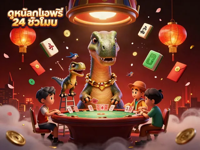 Experience ดูหนังออนไลน์ฟรี 24 ชั่วโมง with an ultra-detailed 3D casino scene showcasing vibrant elements and characters.