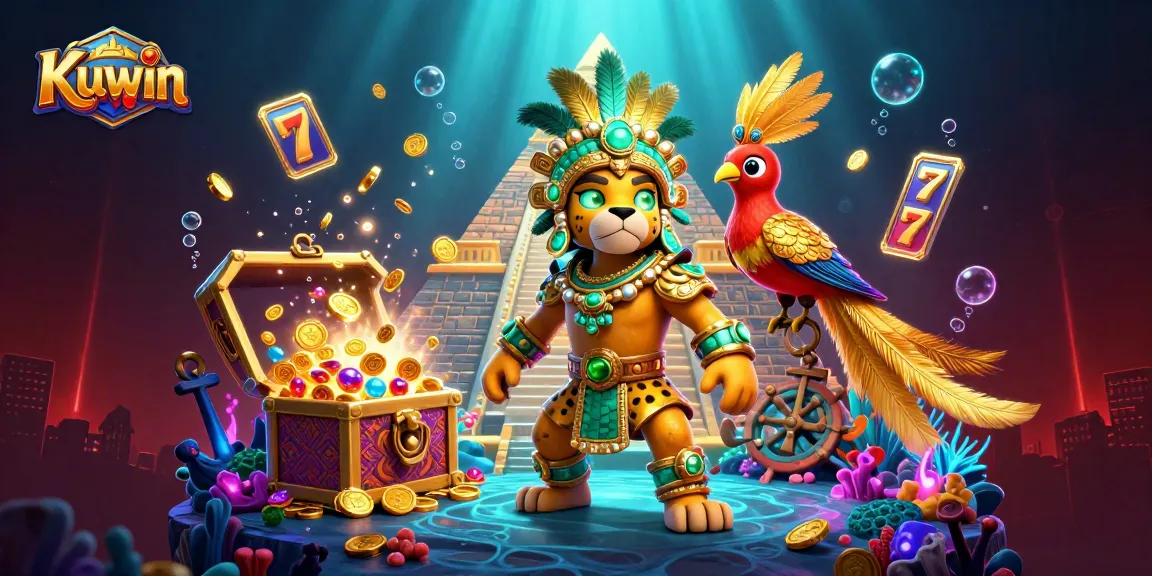 Kuwin's dynamic casino scene featuring a Mayan jaguar priest, adding excitement to your gaming experience.