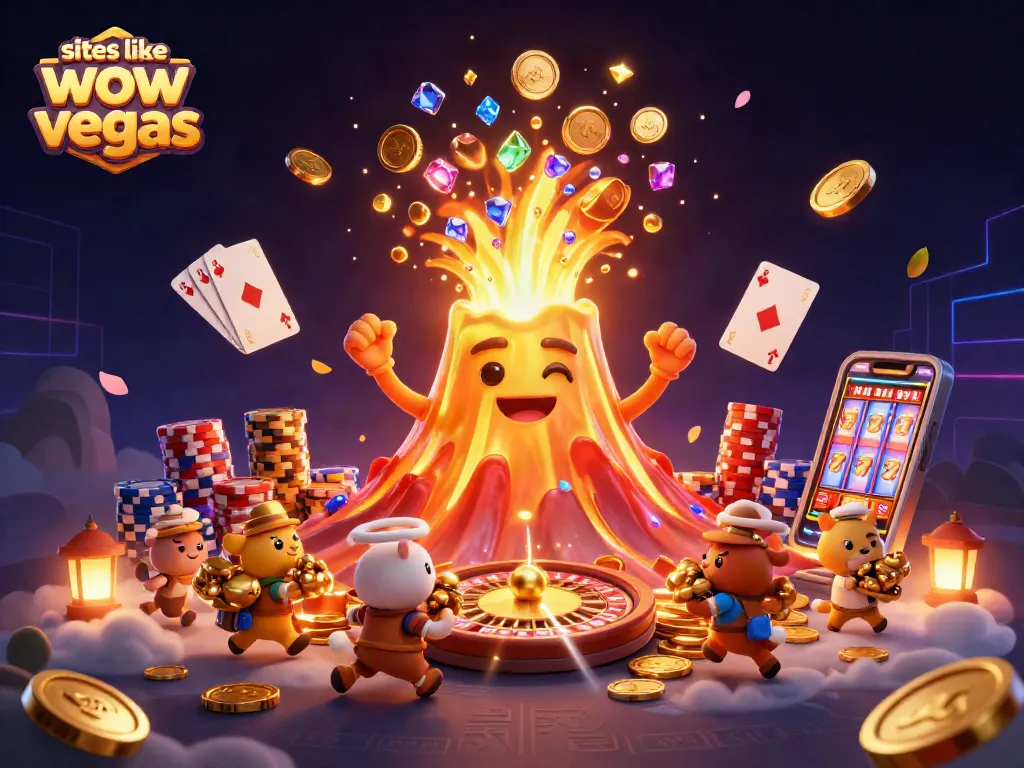 Spin the reels at sites like wow vegas with exciting coins and treasures in a vibrant casino scene.