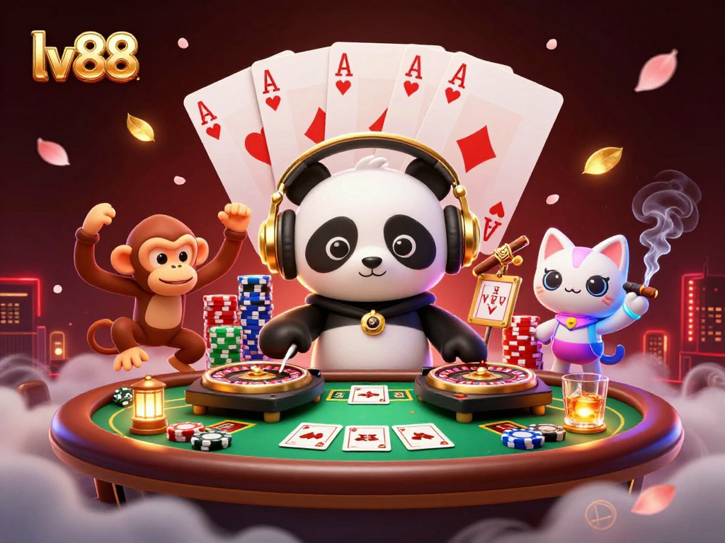 Experience the exciting gameplay at lv88 with unique casino elements in a vibrant, 3D digital illustration.