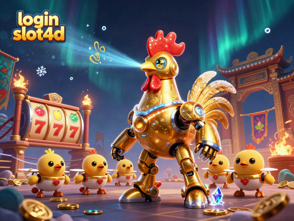 Engage with the thrilling login slot4d gaming experience featuring vibrant slot reels and golden coins.