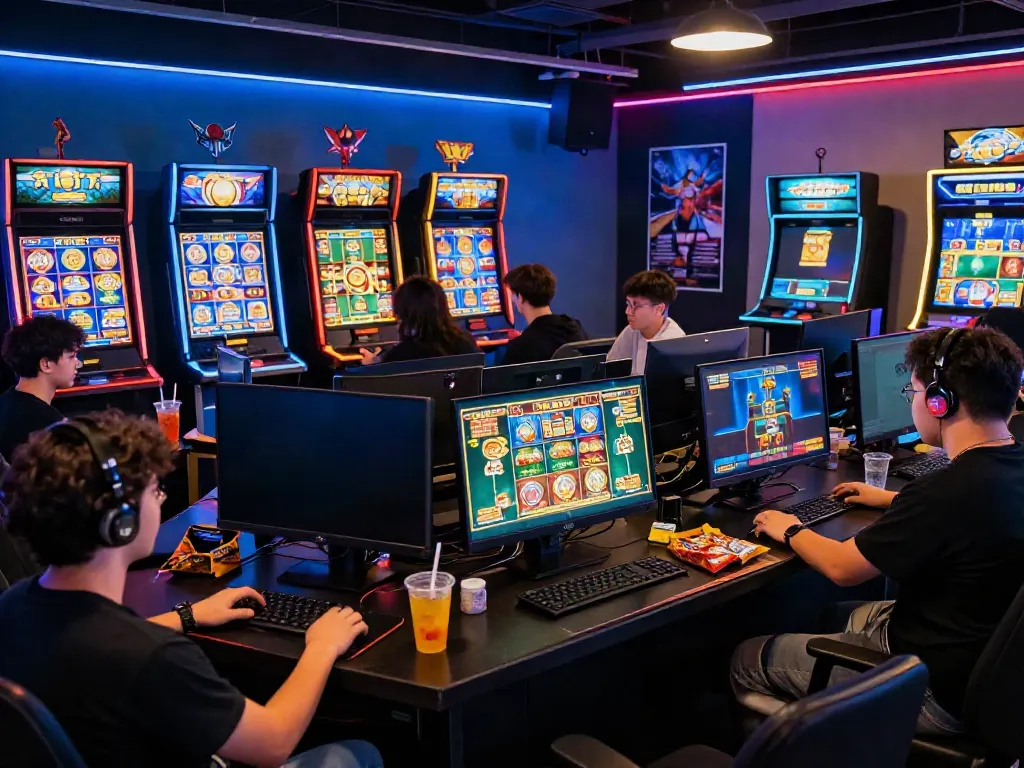 Engaged players enjoying link slot777 games in a vibrant gaming environment.
