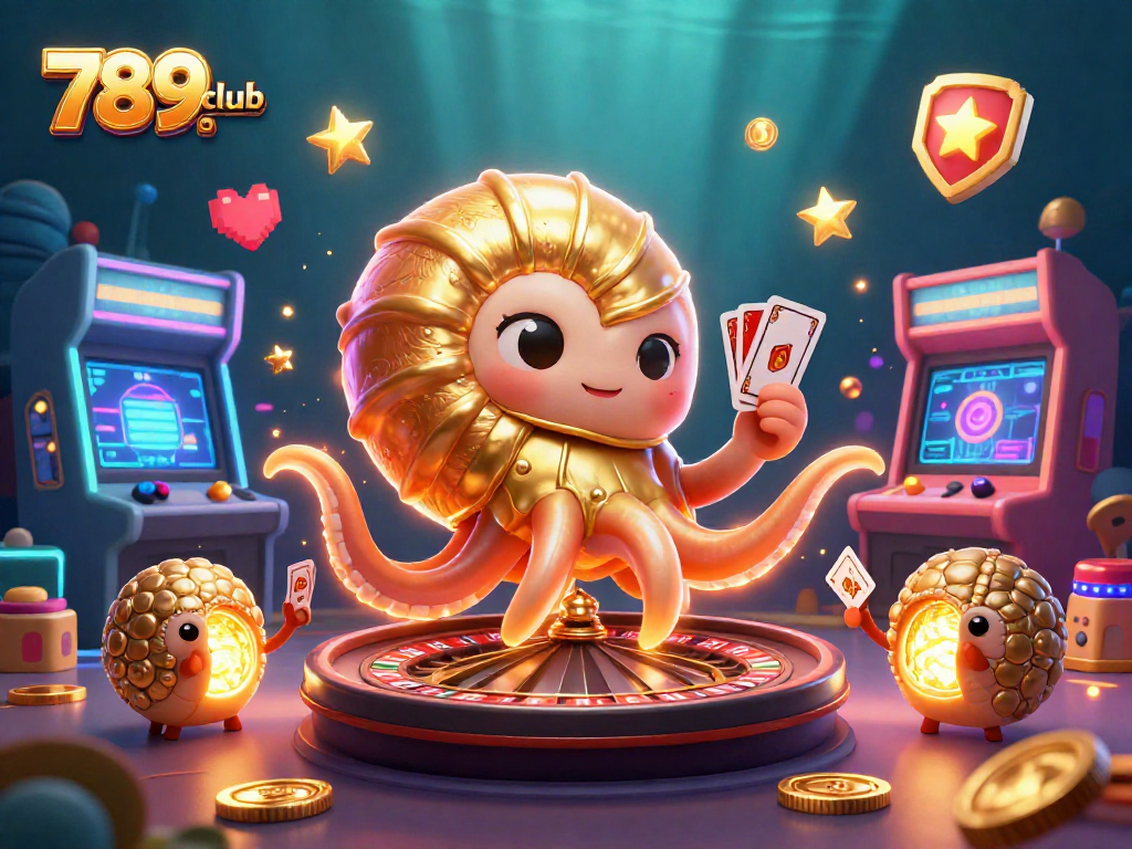 Immerse yourself in 789club's vibrant gaming world, featuring a glowing nautilus and dynamic casino elements.