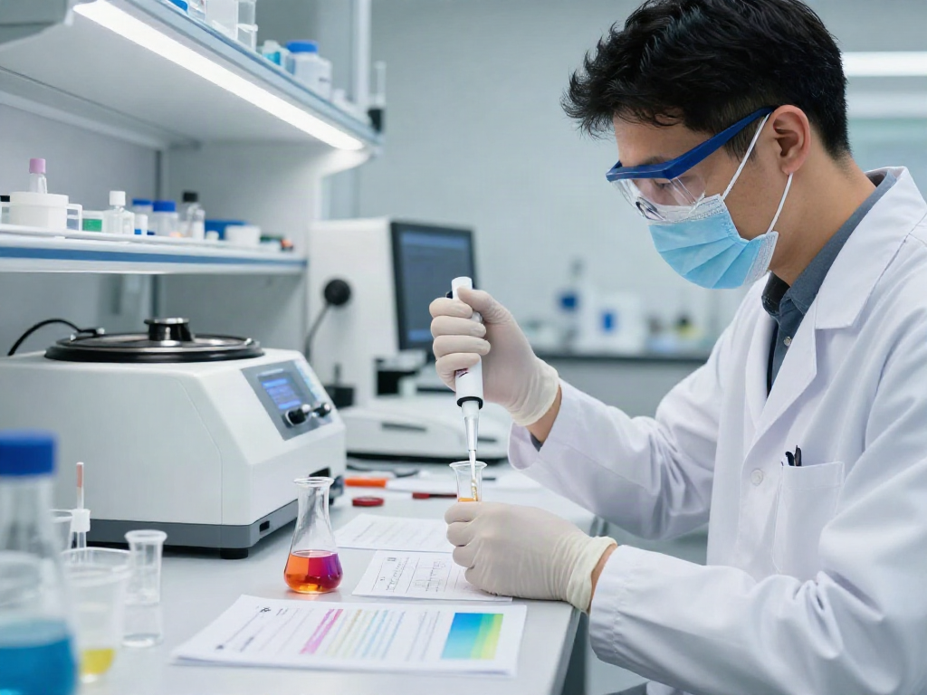 Researcher preparing tesa IPA blend with precision in a modern lab
