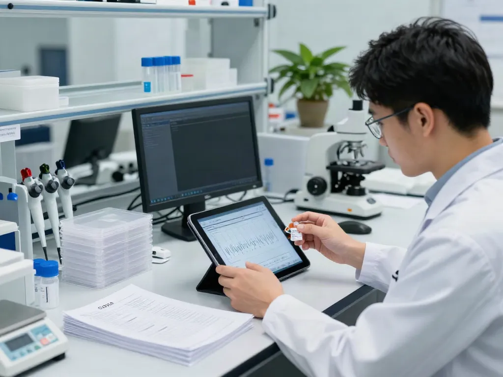 Buy Semax online for rigorous scientific research, shown in a professional laboratory environment with detailed analysis.