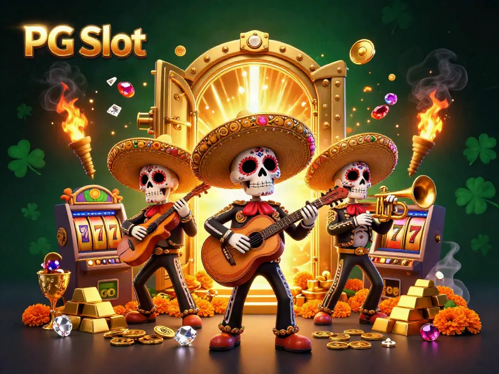Menangkan PG Slot melalui permainan kasino yang penuh warna dengan musik mariachi dan harta karun.