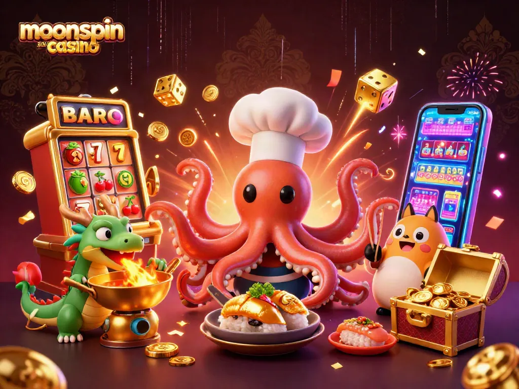 Experience the excitement of the moonspin sister casino with vibrant 3D characters mixing culinary arts and casino action.