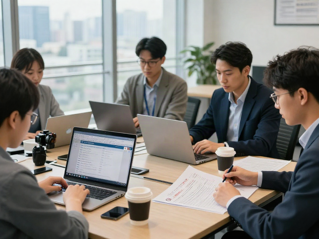 먹튀폴리스의 온라인 도박 사이트 검증 작업을 하고 있는 전문가 팀의 모습.