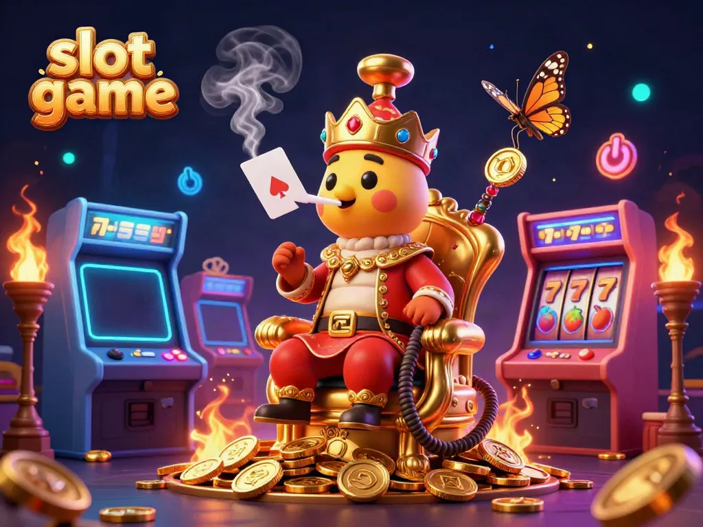 Engage with the slot game excitement featuring vibrant 3D characters and casino symbols.