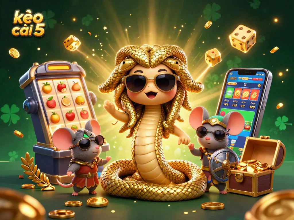 Bettors exploring kèo nhà cái 5 with lively sports betting symbols dynamically illustrated.