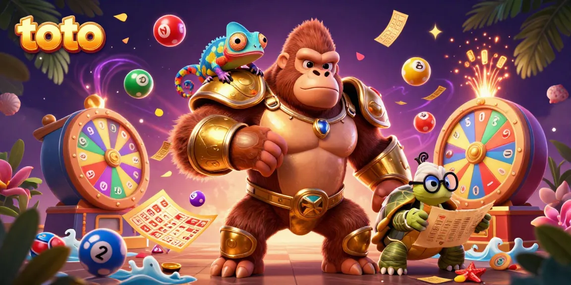 Experience thrilling toto gaming with a powerful gorilla king and playful elements.