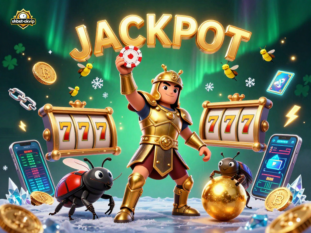 Engage in thrilling games at shbet-okvip where beetle heroes celebrate big jackpots amidst vibrant casino elements.