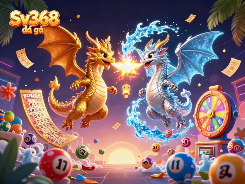 Bet and win with Sv368 đá gà, showcasing thrilling cockfighting action and vibrant game elements.