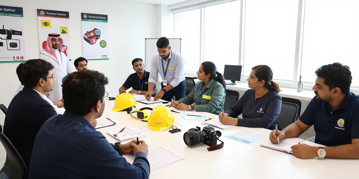 Training Institute Saudi Arabia classroom with engaged learners and safety training materials.