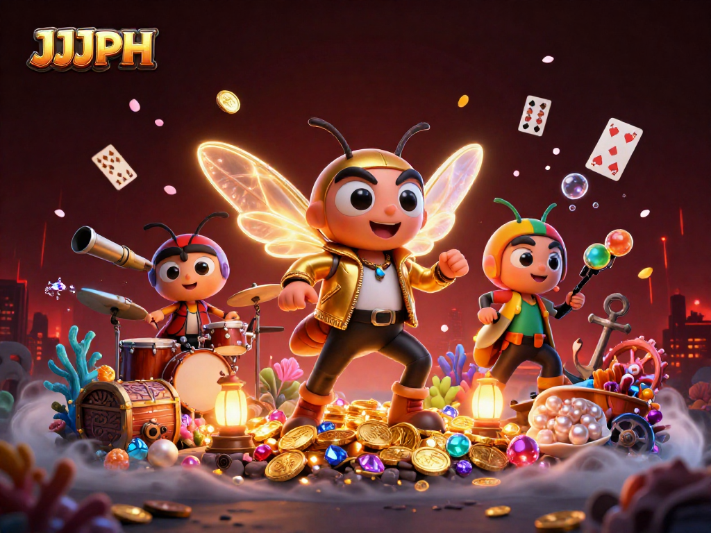 Experience JJJPH like never before with vibrant casino-themed 3D illustrations showcasing excitement.
