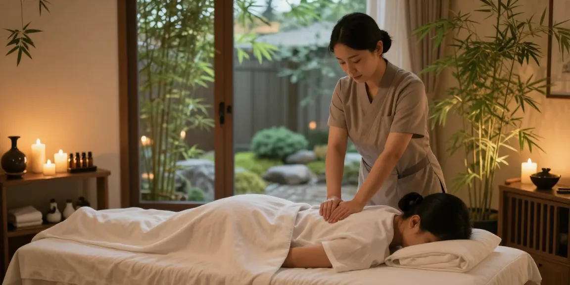 Relaxing wellness massage therapy session capturing 광명출장안마 experience with soothing ambiance.