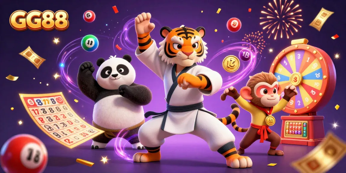 Join GG88 for an exhilarating gaming experience with vibrant lottery elements and lively characters.