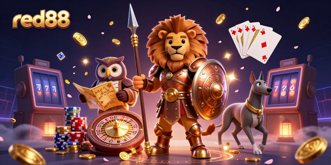 Experience thrilling gameplay with red88, featuring vibrant characters, casino elements, and dynamic action.