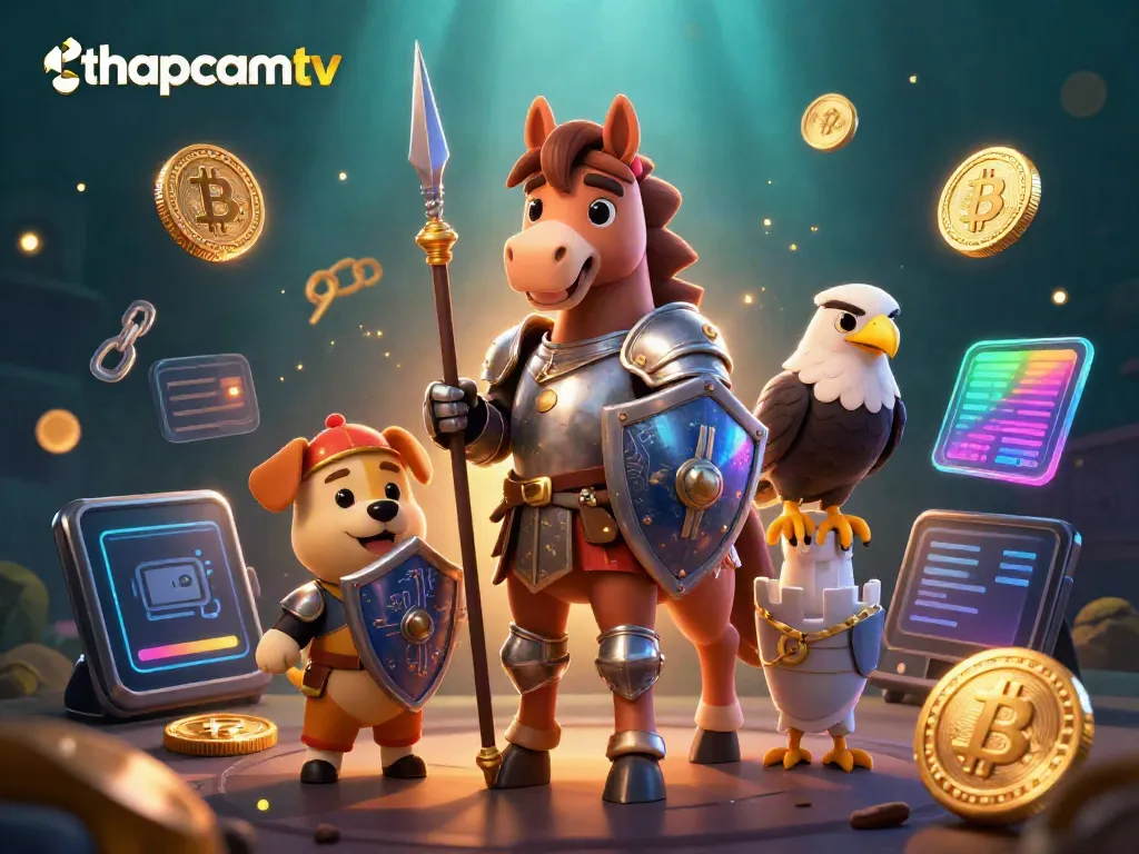 Experience high-stakes action with thapcamtv in this vibrant 3D casino scene featuring knights and digital currencies.