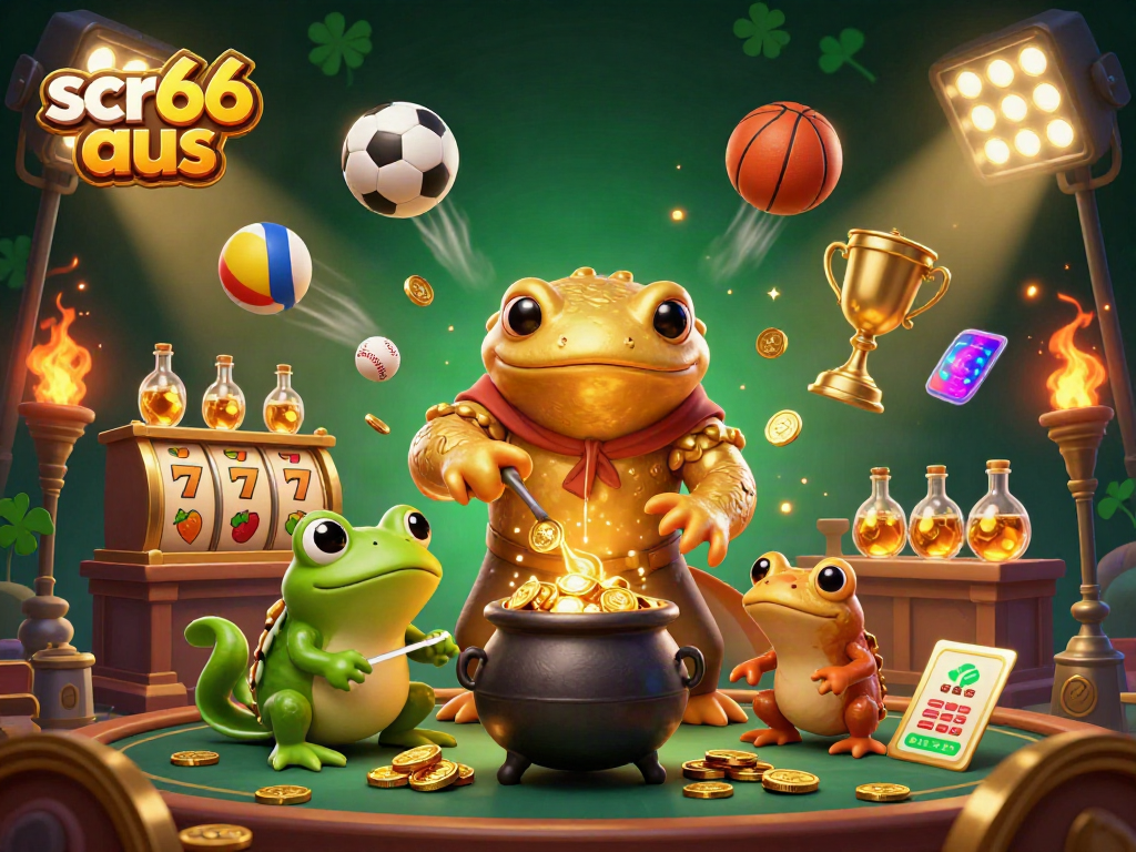 Experience thrilling gaming action with SCR66 aus in this immersive 3D casino scene.