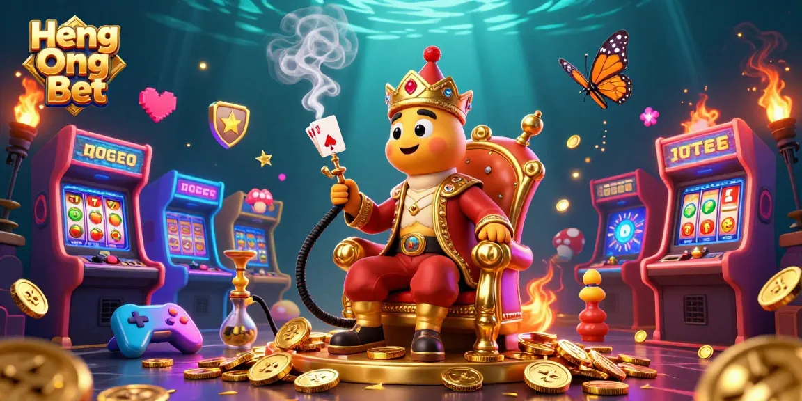 Engage in the excitement of Heng Ong Bet with vibrant casino elements in a dynamic 3D illustration.