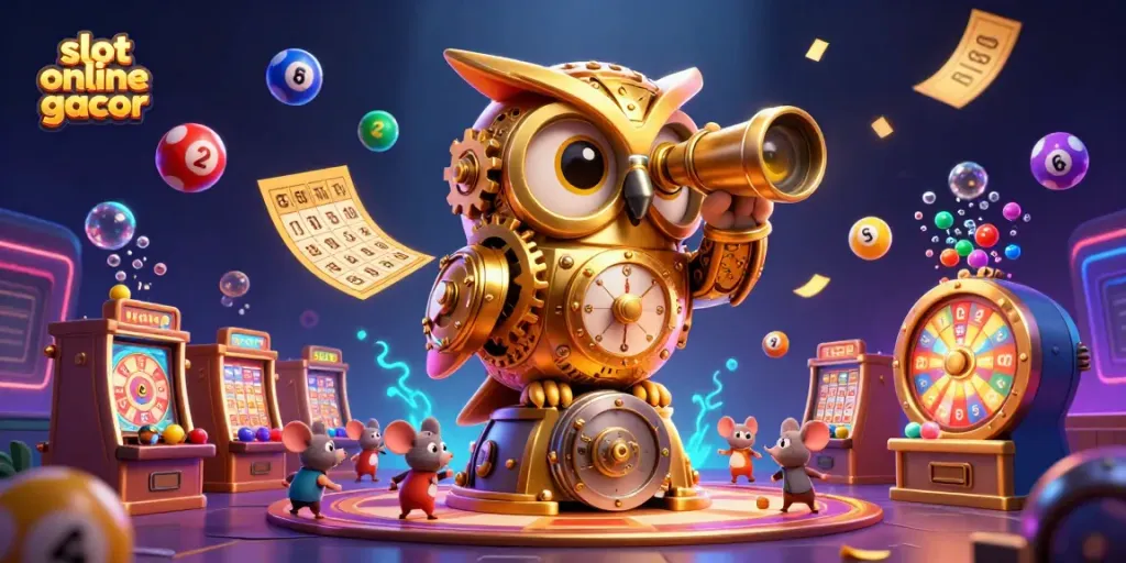 Experience the thrill of slot online gacor with our vibrant 3D casino illustration showcasing dynamic gaming elements.
