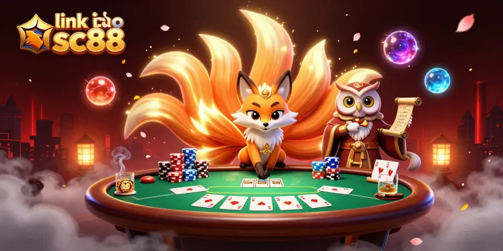Experience the thrill with link vào sc88 as the vibrant nine-tailed fox spirit illuminates the poker scene.