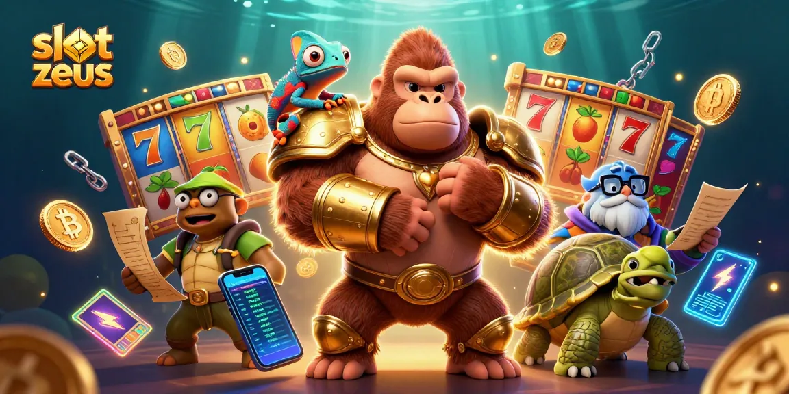 Menggulung slot zeus dengan simbol keberuntungan, karakter dan efek gemerlap yang menarik