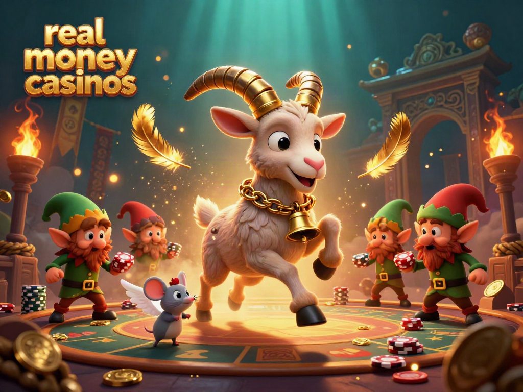 Experience thrilling action at real money casinos with a Krampus goat and festive characters