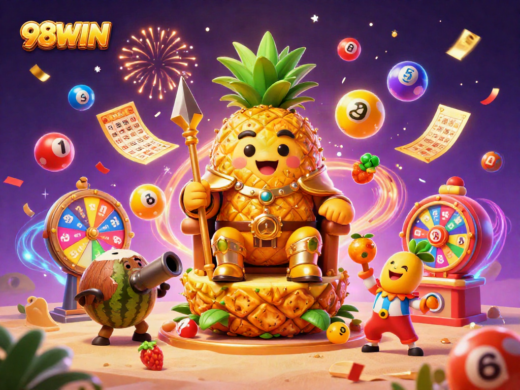 Win big with 98WIN at this vibrant cartoon casino full of action and excitement.
