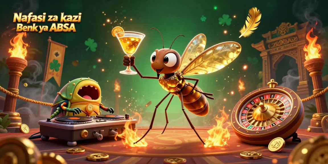 Nafasi za kazi Benk ya ABSA features a vibrant casino scene with a frozen mosquito mascot, trilobite DJ, and golden roulette wheel.