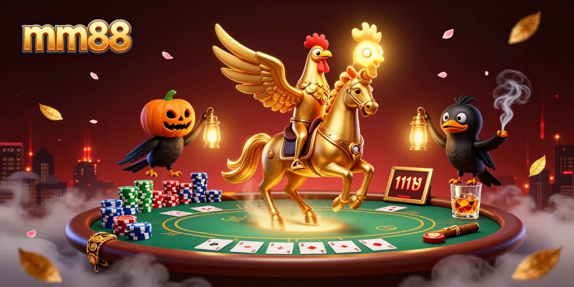 Win big with mm88 in a fantastical casino scene filled with vibrant game elements.