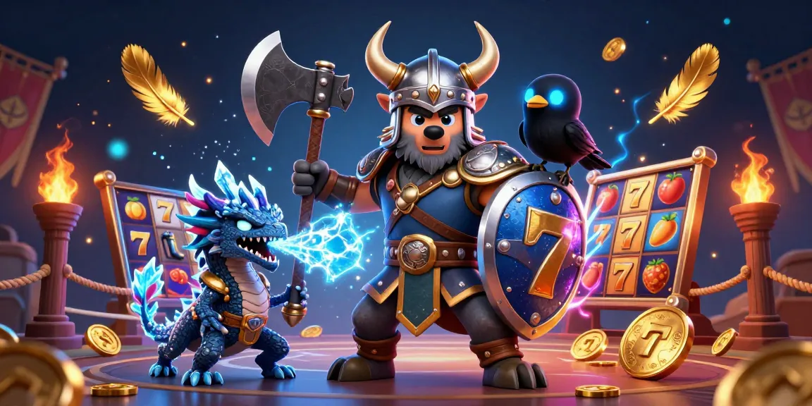 Experience exciting gameplay with BOLASLOT99, featuring a Viking wolf hero, fiery elements, and dynamic slot reels.