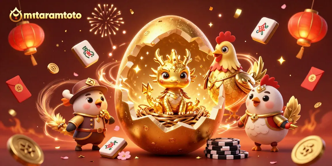 Experience winning moments with mataramtoto in a vibrant golden casino adventure scene featuring a baby dragon and poker chips.