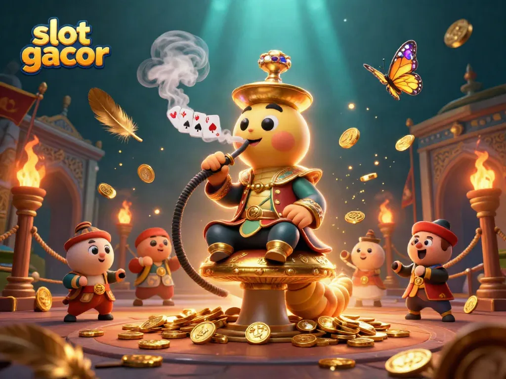 Spin and win big with slot gacor in this vibrant, dynamic casino scene featuring 3D cartoon characters.