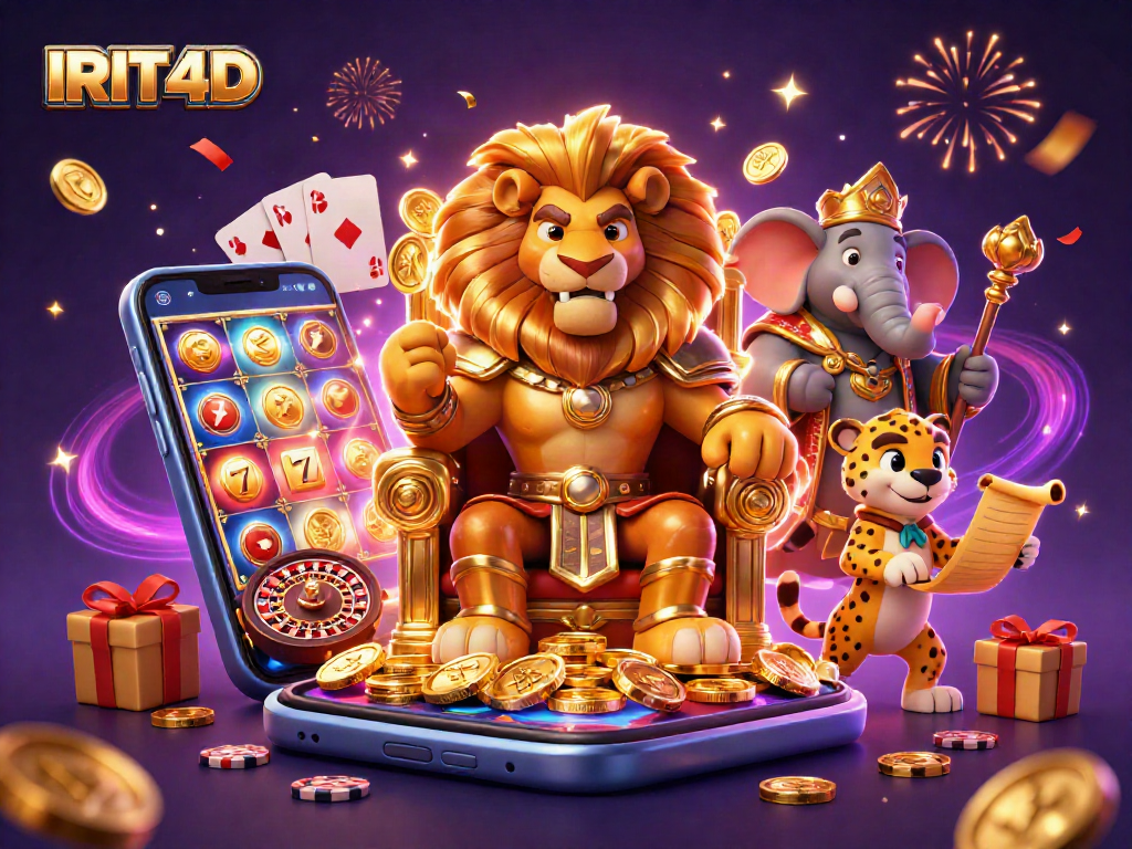 Experience excitement with IRIT4D as our regal lion king commands the magical casino scene filled with thrilling slots.