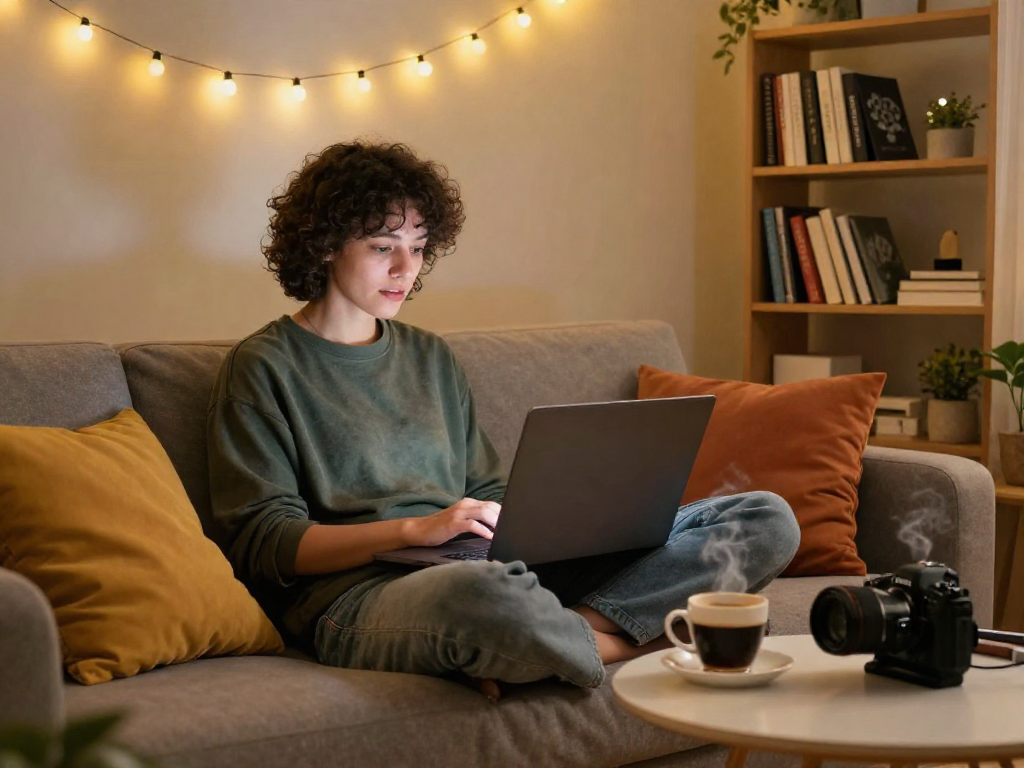 Engaging NSFW chat scene highlighting a relaxed video call atmosphere.